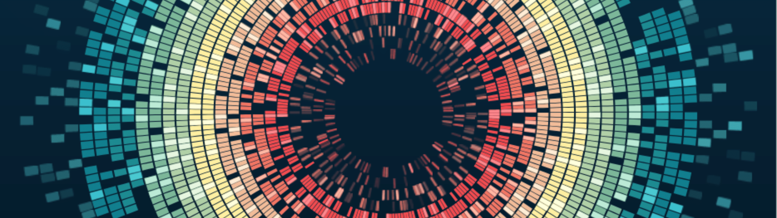 image of a pixelated color design wheel on navy blue background