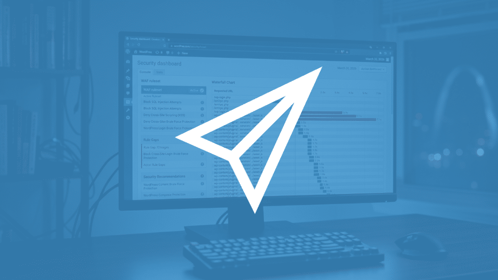 Verification on security dashboard displaying WAF rules, bot controls, and traffic analytics