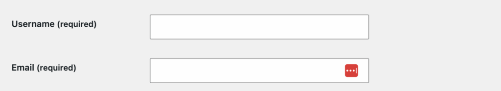 Add User form fields for Username and Email, both marked as required.