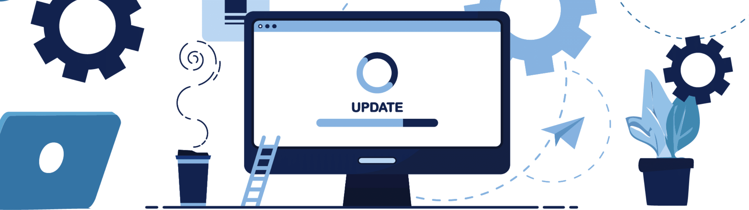 Image of computer screen graphic reading 'update'